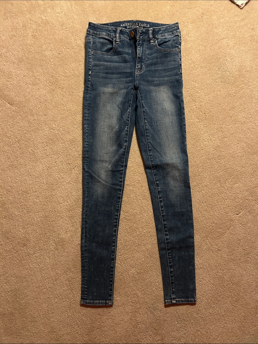American Eagle Outfitters Long Skinny Jeans in Dark Blue Wash